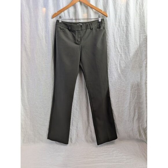 Express Editor pants dark green women's size 4R straight leg mid rise L6 - Picture 1 of 9
